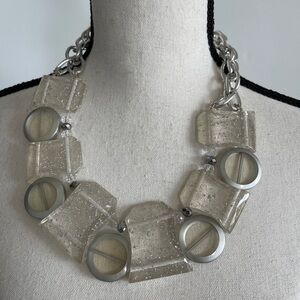 Vintage Lucite Necklace with Silver Specks